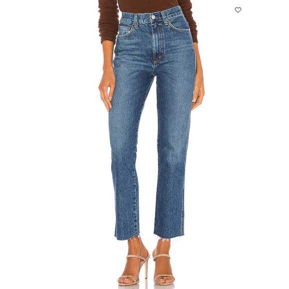 Agolde Jeans Womens 28 Pinch High Rise Straight Leg Raw Hem Denim Blue Casual - Picture 2 of 15